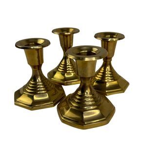 Lot of 4 Vintage Brass Candlestick Holders Made in India